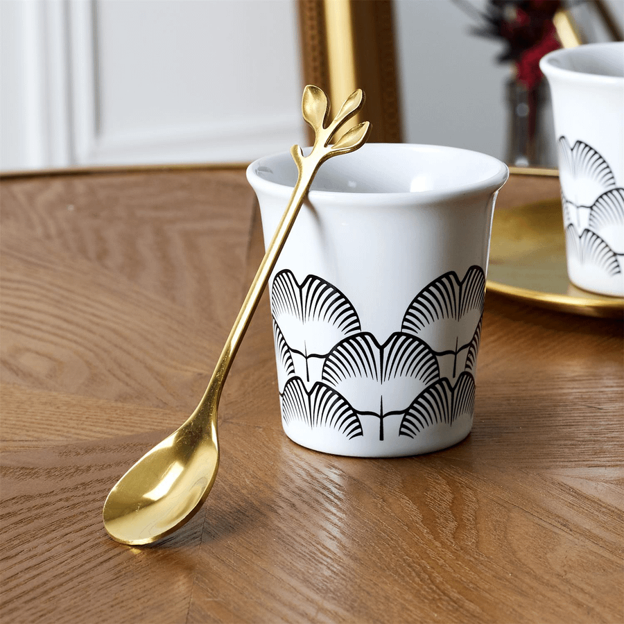 S/4 Koffielepel FEUILLI Rvs Goud S/4 Koffielepel FEUILLI Rvs Goud