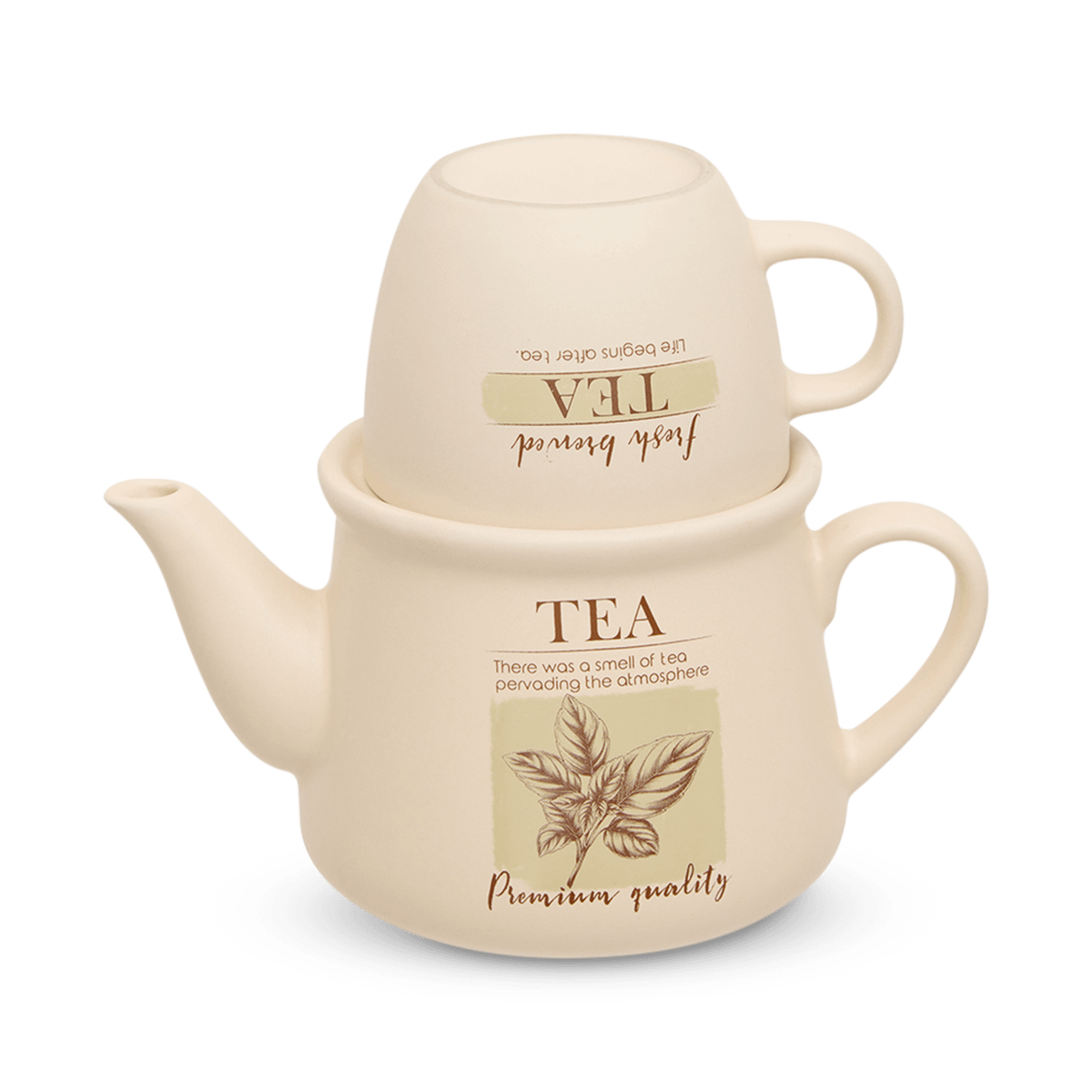 Theepot WELNESS met Kopje 60ml Beige