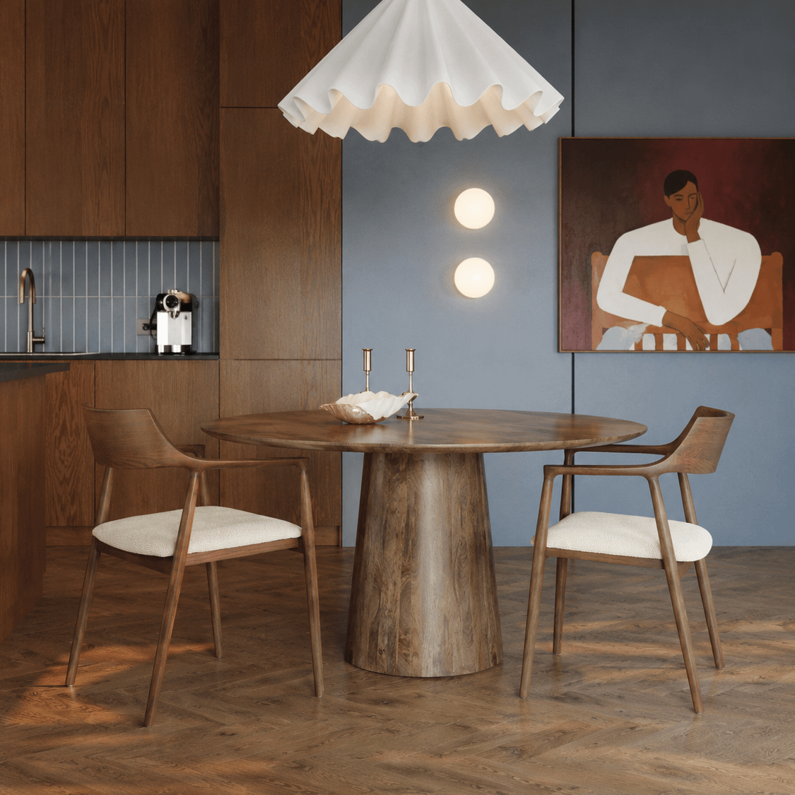 Eettafel SANTOSH Ø130 Mango Walnoot