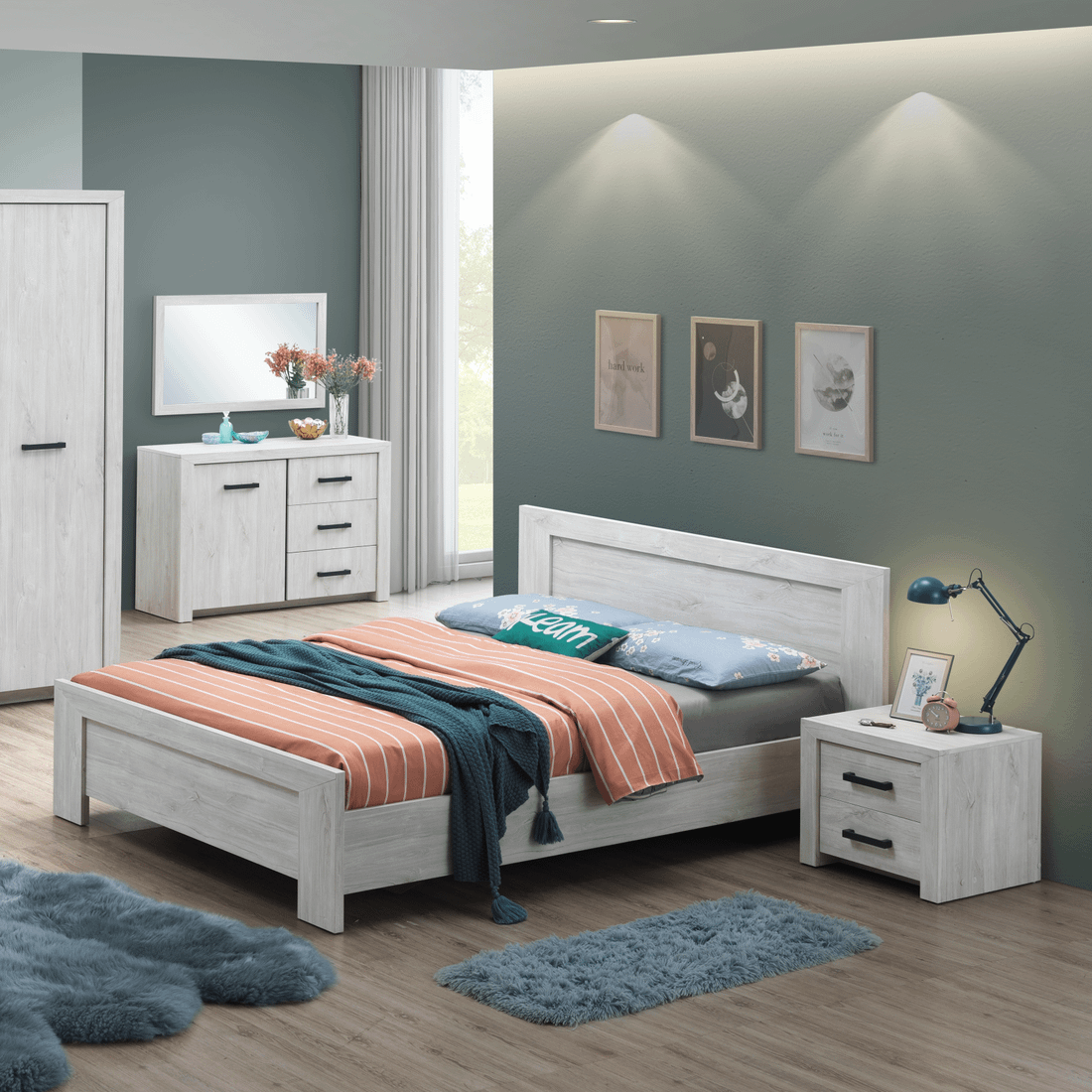 Bed POMPILIO White Oak 180x200 Bed POMPILIO White Oak 180x200