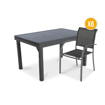 SET: Tuintafel RISERVA 135/270x90 + 6x armstoel RISERVA SET: Tuintafel RISERVA 135/270x90 + 6x armstoel RISERVA