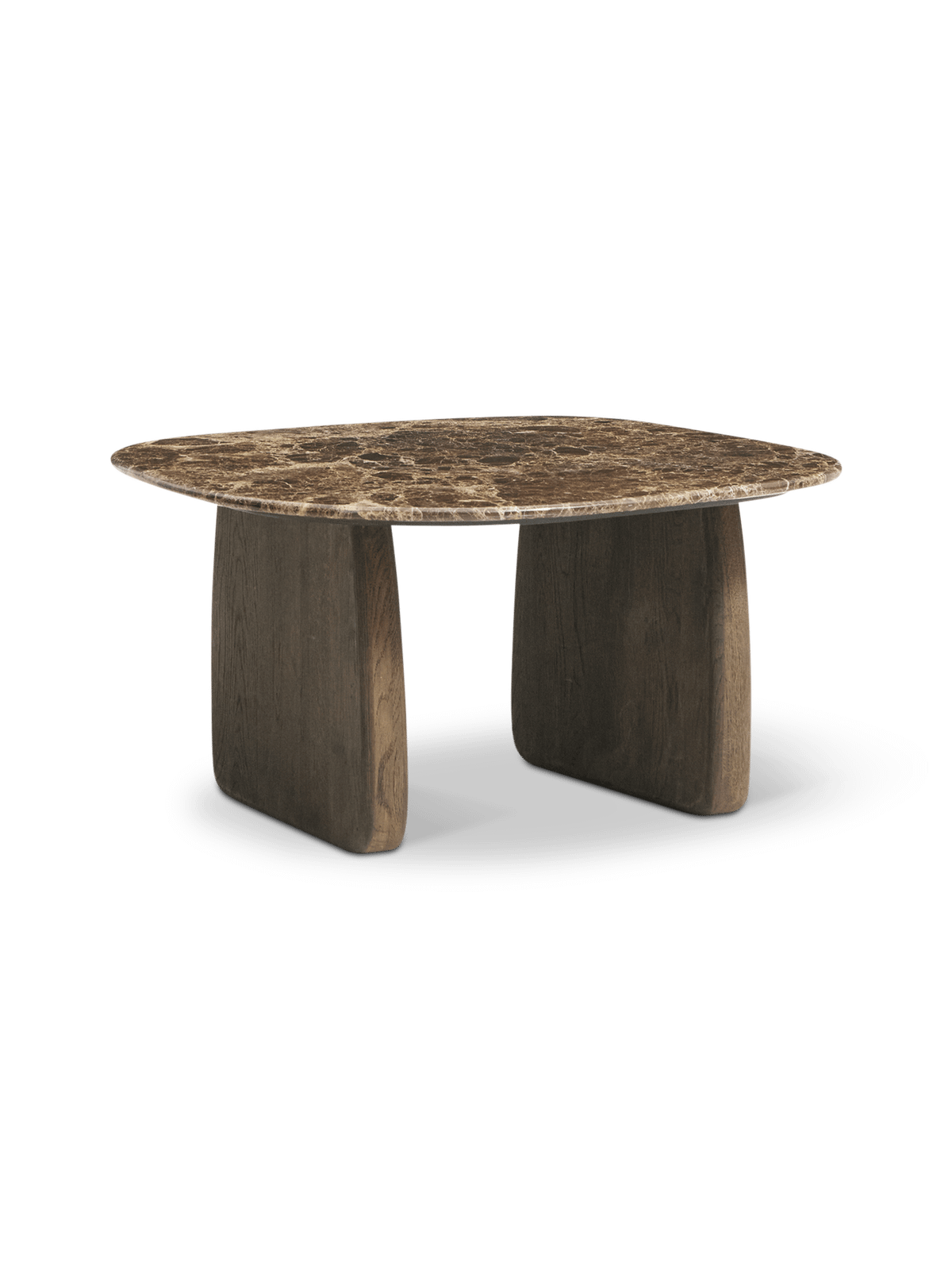 Bijzettafel Pirita Bruin marmer/Donker eik 71 x 70 cm