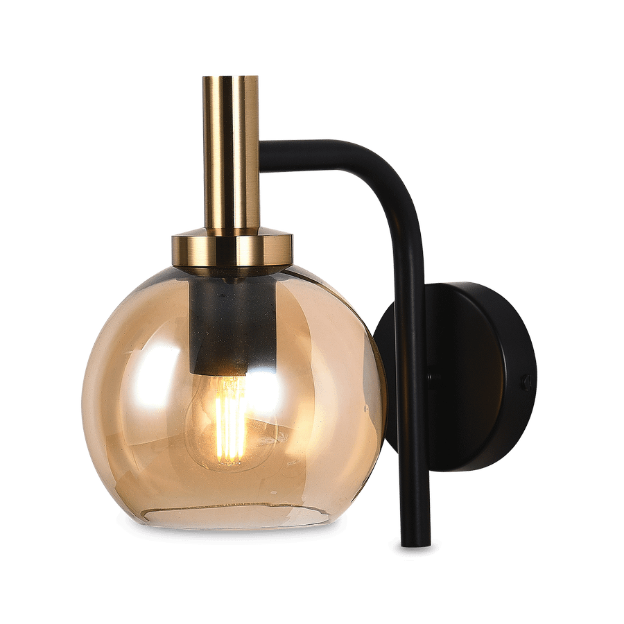 Wandlamp OSIRA Zwart/Glas Amber Wandlamp OSIRA Zwart/Glas Amber