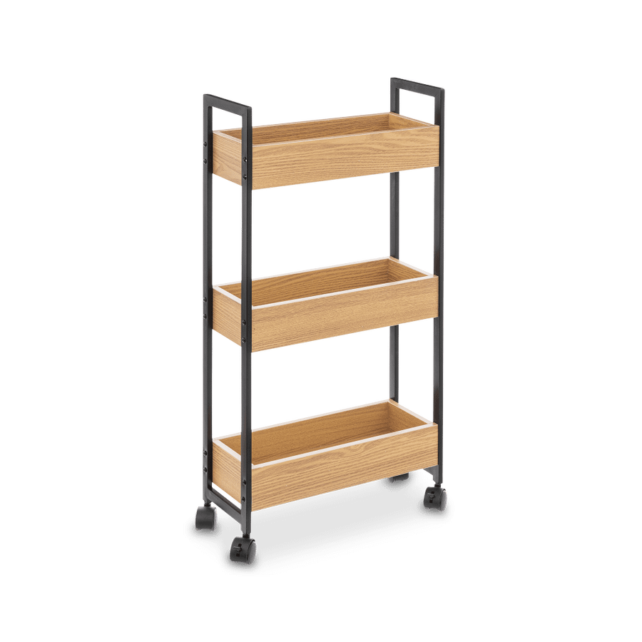 Opbergtrolley ROUELLE 3Niv. Hout Nat./Met. Opbergtrolley ROUELLE 3Niv. Hout Nat./Met.