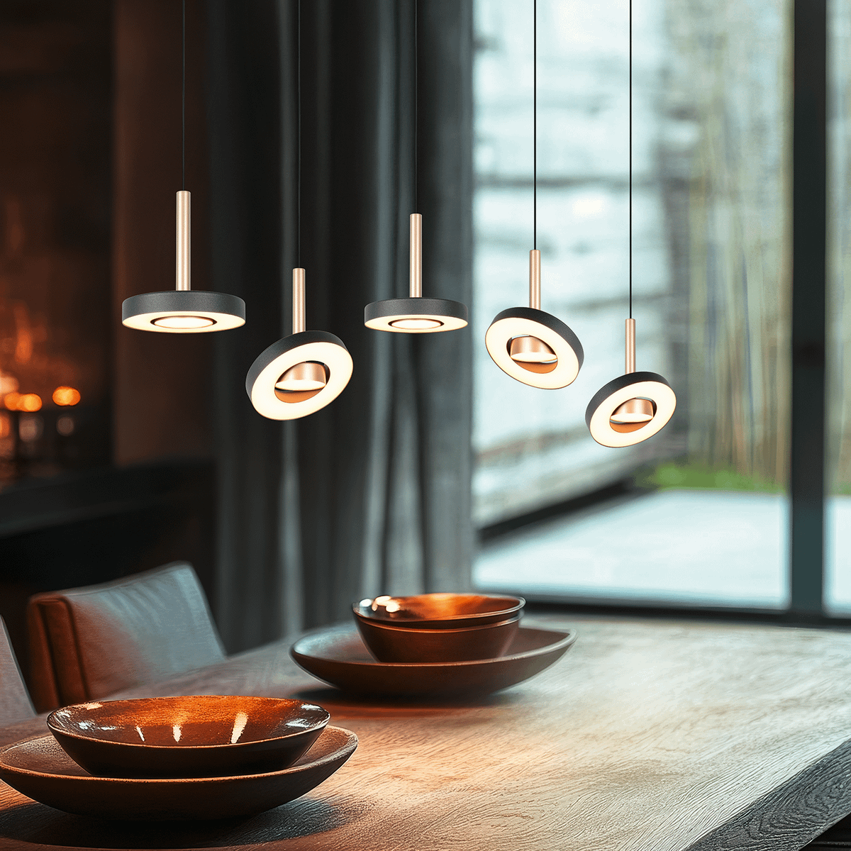 Hanglamp GUANO 5Del. Metaal Koffie