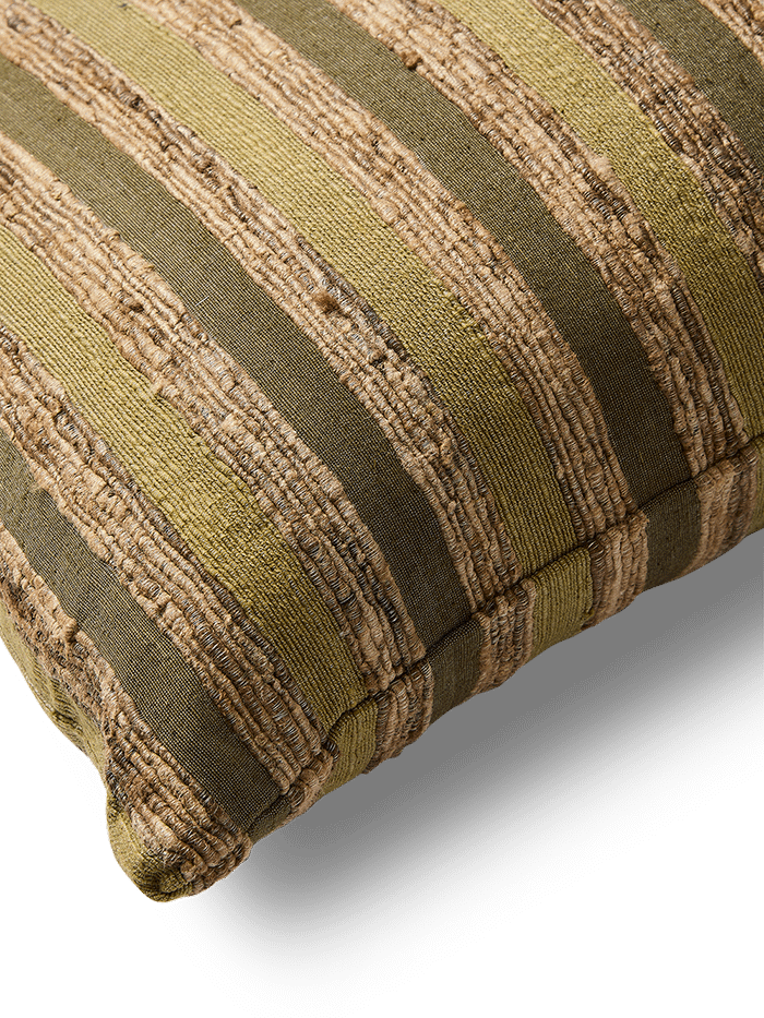 Dorevi jacquard kussenhoes van zijdemix met groene strepen 40 x 60 cm
