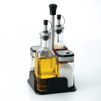 Olie/Azijn/Zout/Peper-Rek FIOR Rvs Zwart Olie/Azijn/Zout/Peper-Rek FIOR Rvs Zwart