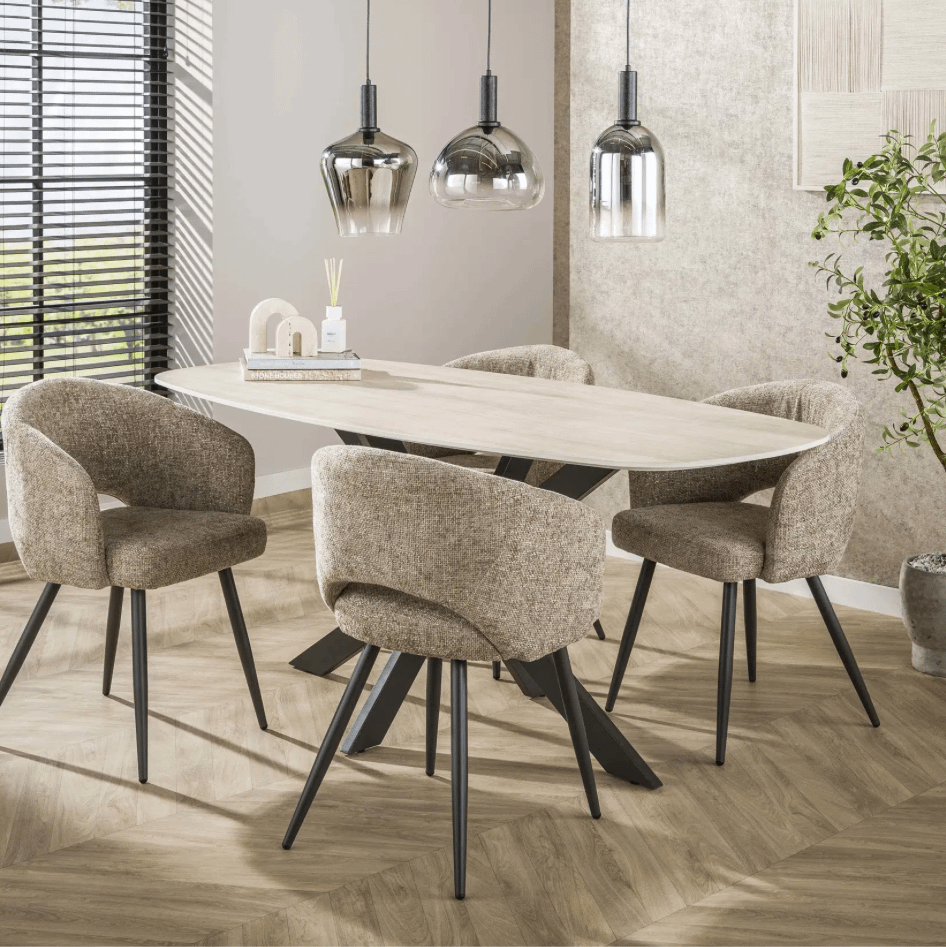 Eettafel SANCHO Keramiek Travertin 180x90