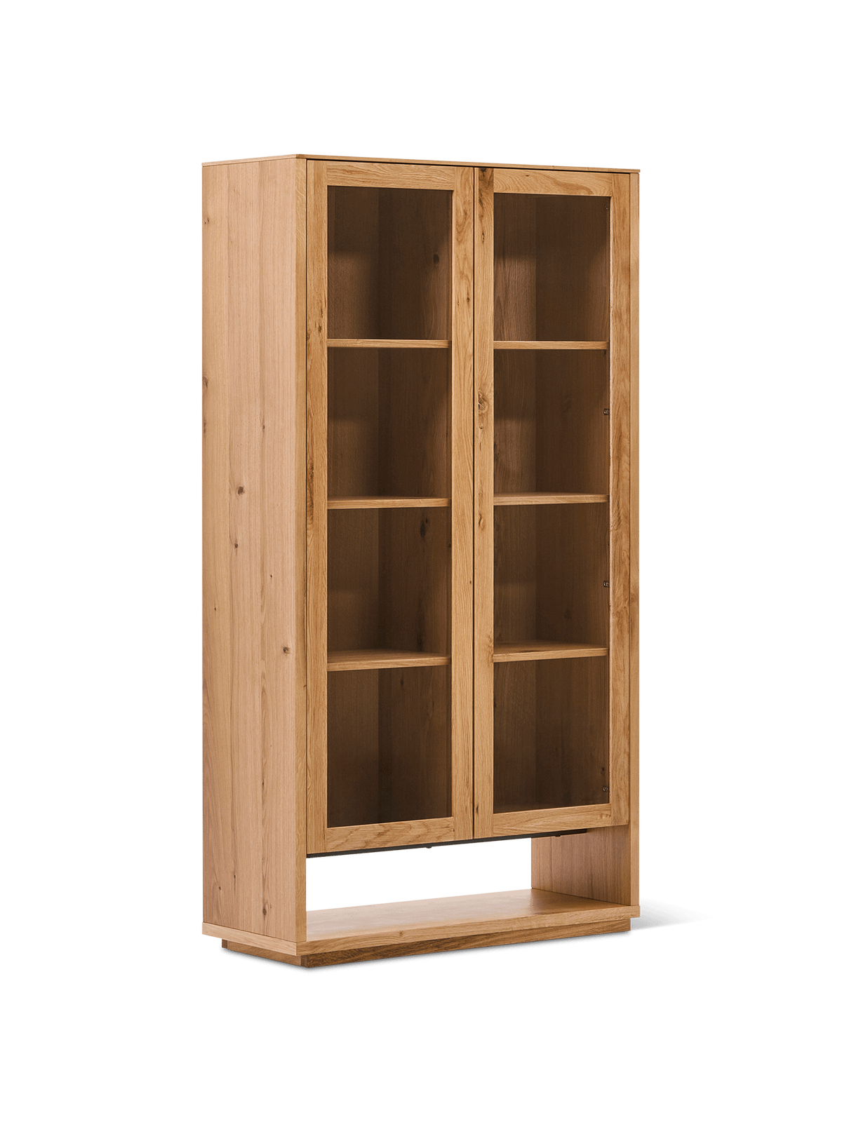 Alguema vitrinekast in eiken fineer met natuurlijke afwerking 100 x 185 cm
