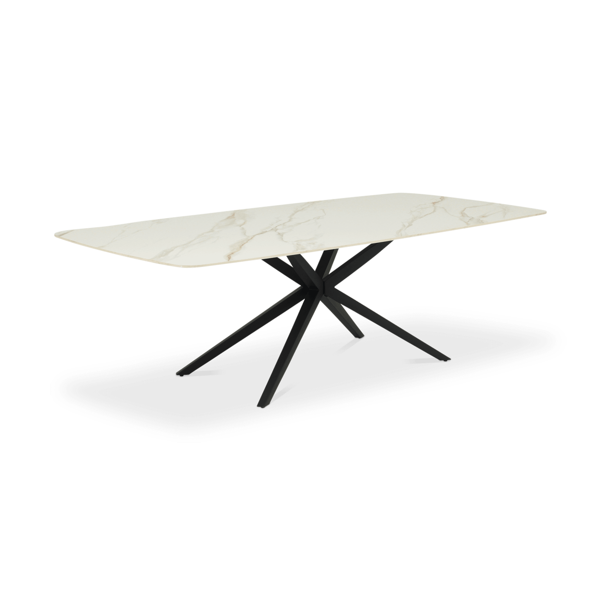 Eettafel DOMINIK 210x110 Keramiek Wit/Cognac
