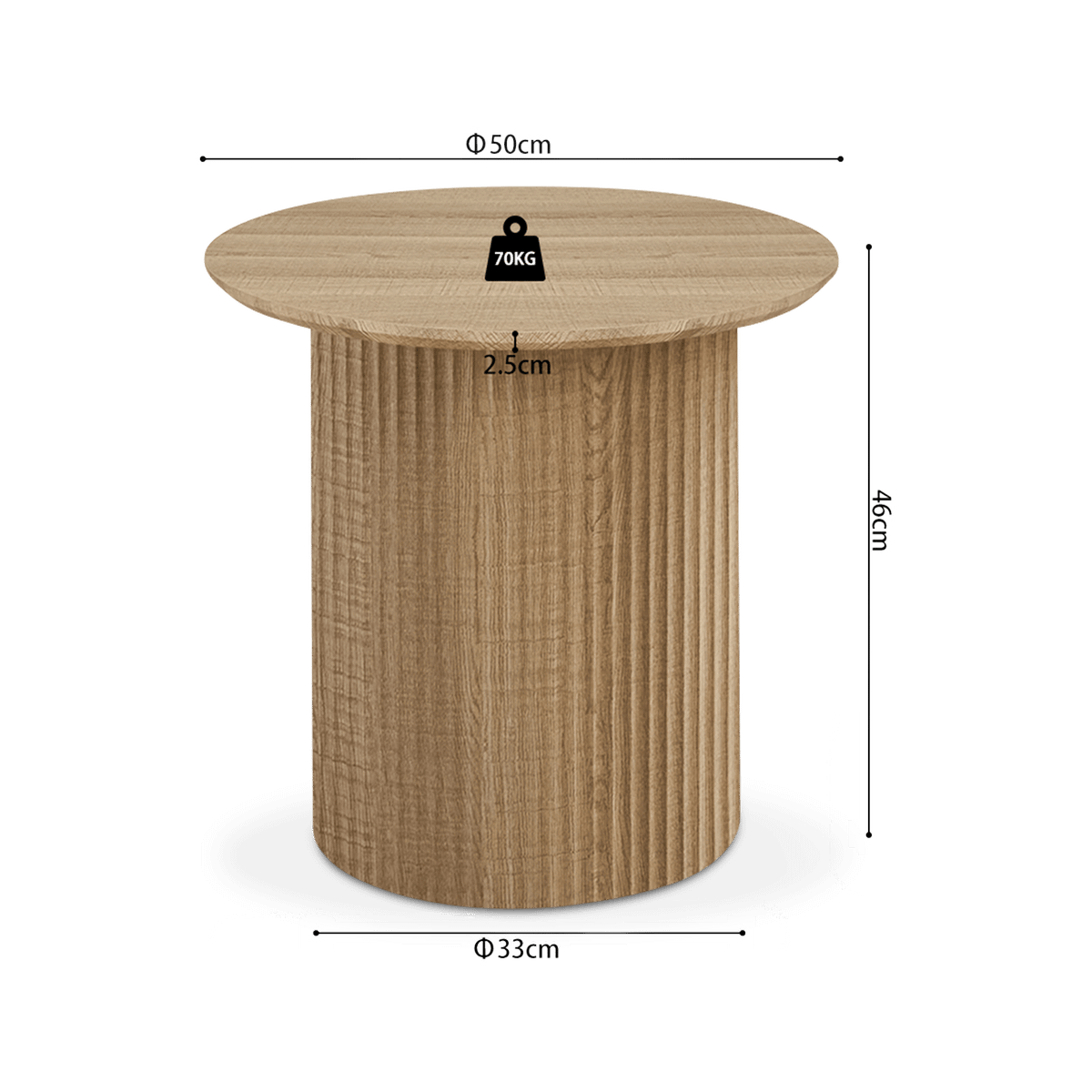 Salontafel PORTO Decor Eik Naturel Ø50