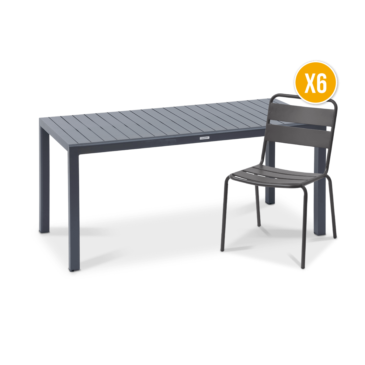 SET: Tuintafel RISERVA 210x100 + 6x stoel MASSIMO Grafiet