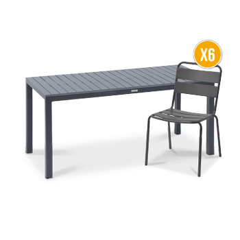 SET: Tuintafel RISERVA 210x100 + 6x stoel MASSIMO Grafiet SET: Tuintafel RISERVA 210x100 + 6x stoel MASSIMO Grafiet