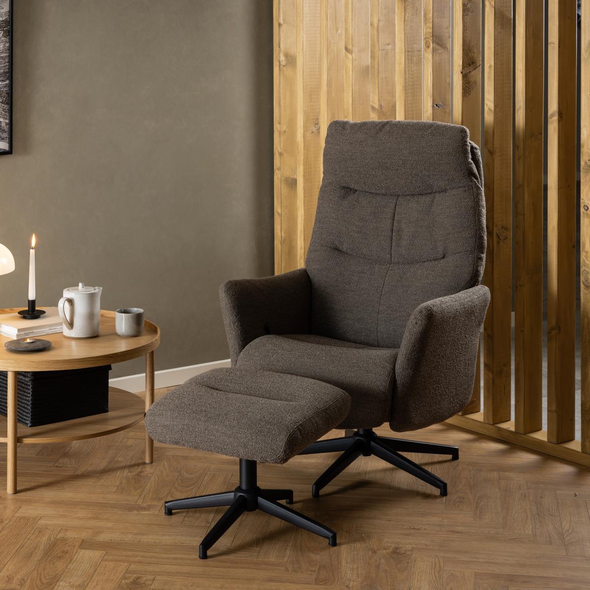Relaxfauteuil HALDOR met poef Monza Taupe