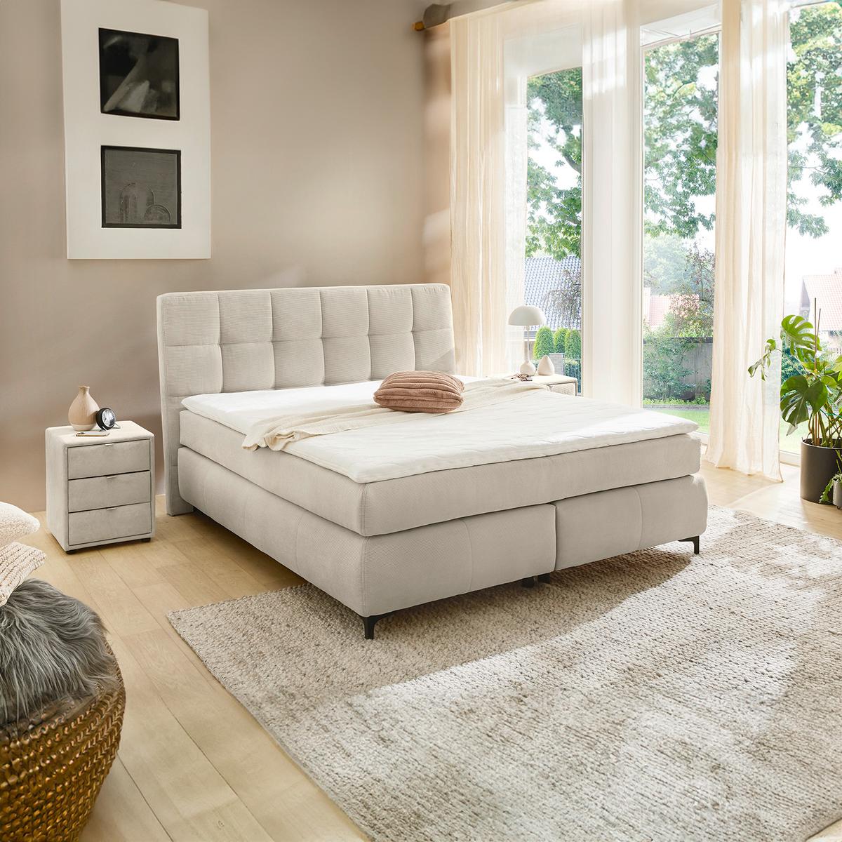 Boxspring ALKMAAR Rib Beige 180x200