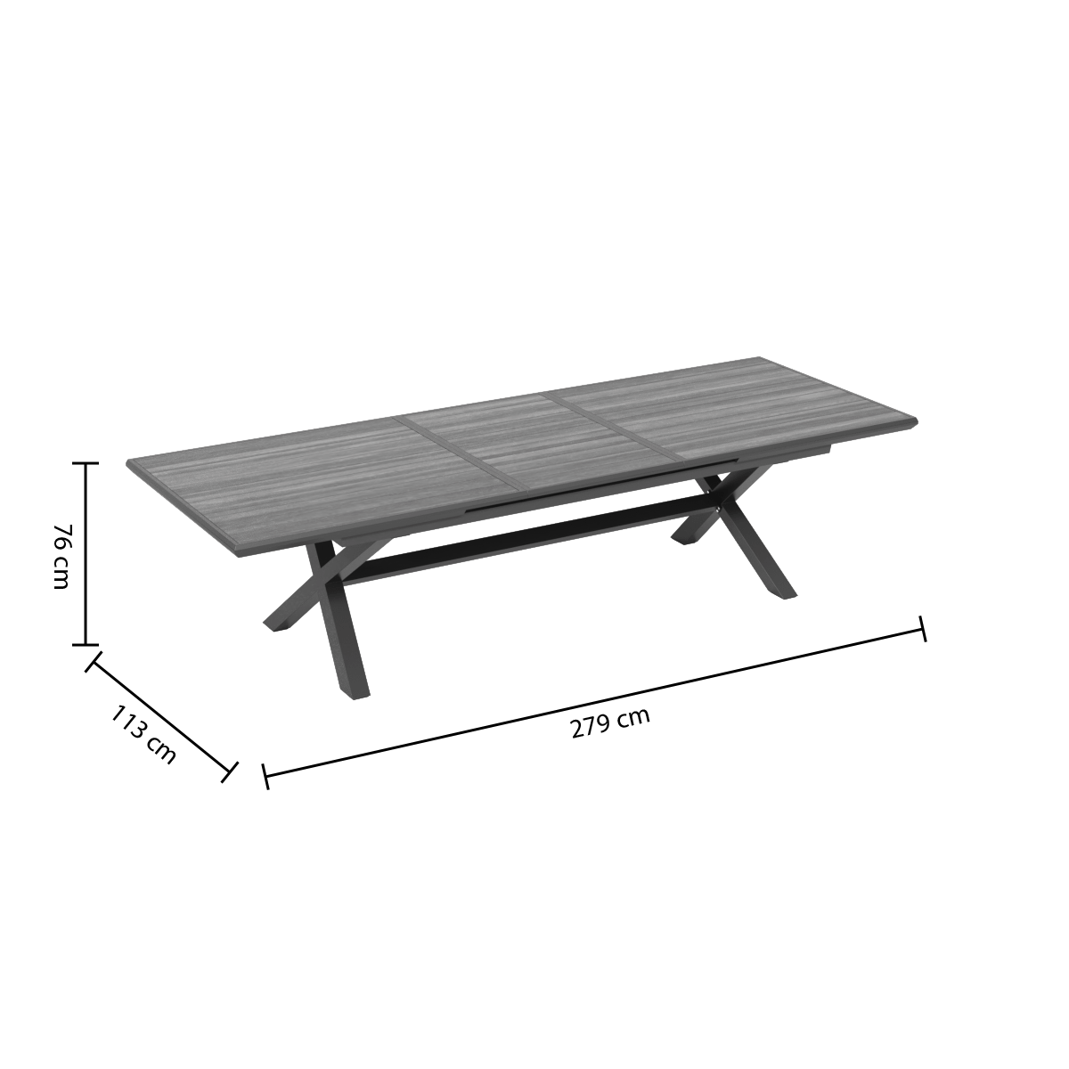 Tuintafel Verlengbaar CORTONA Grafiet 220/280x113