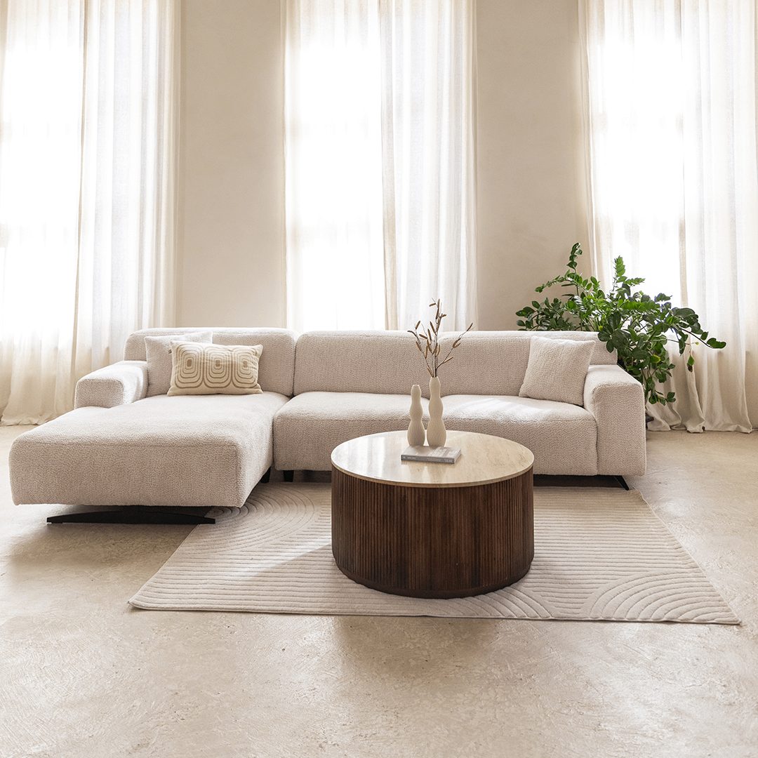 Hoeksalon KOKOMO Longchair Links Cream