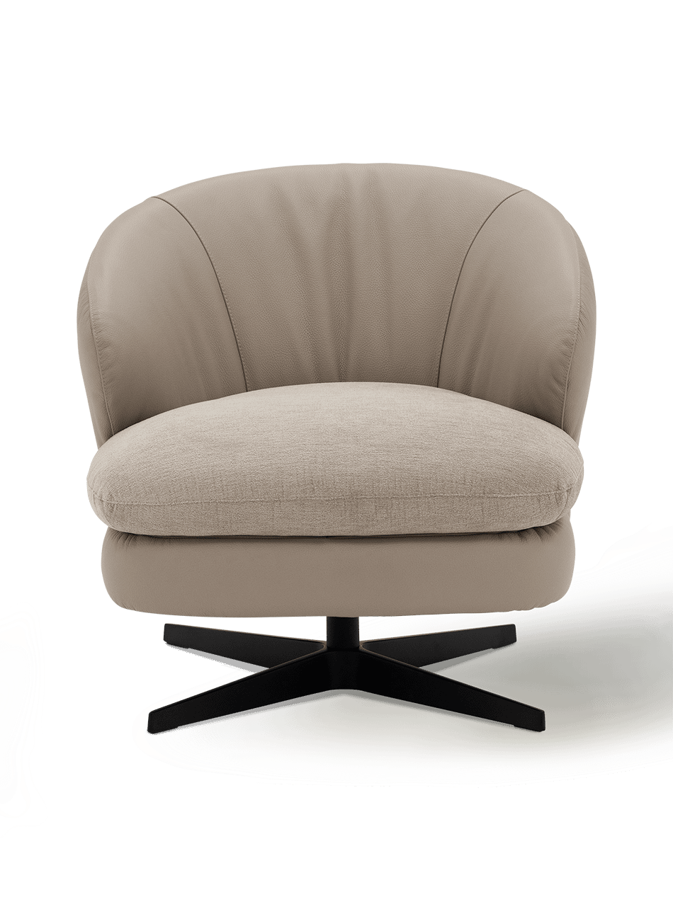 Draaifauteuil Talena met luxe velours en leder comfort