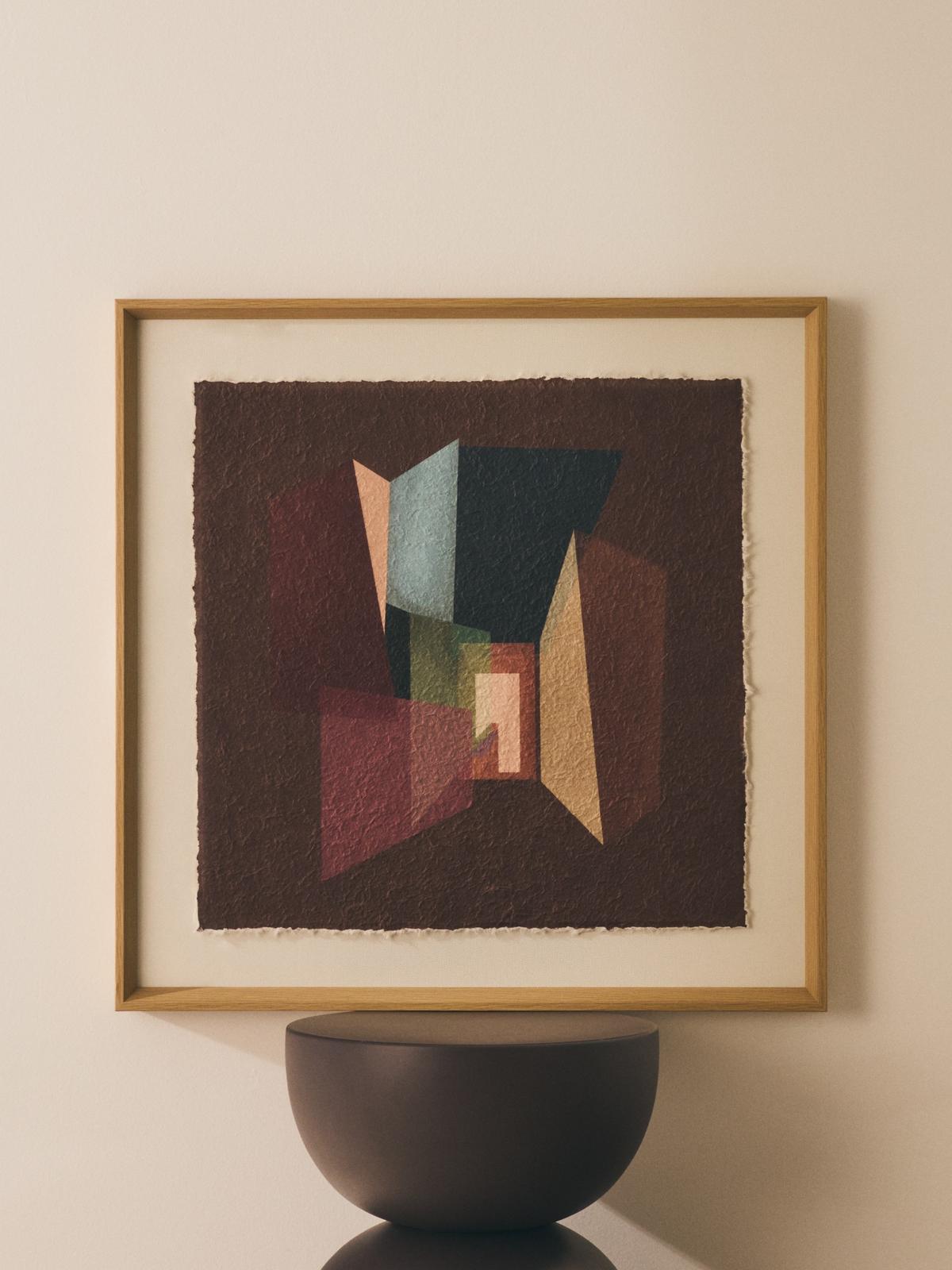 Veluni schilderij van gerecycled papier in meerdere kleuren 60 x 60 cm