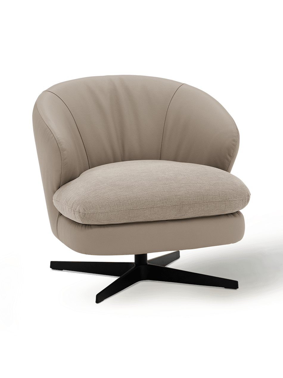 Draaifauteuil Talena met luxe velours en leder comfort