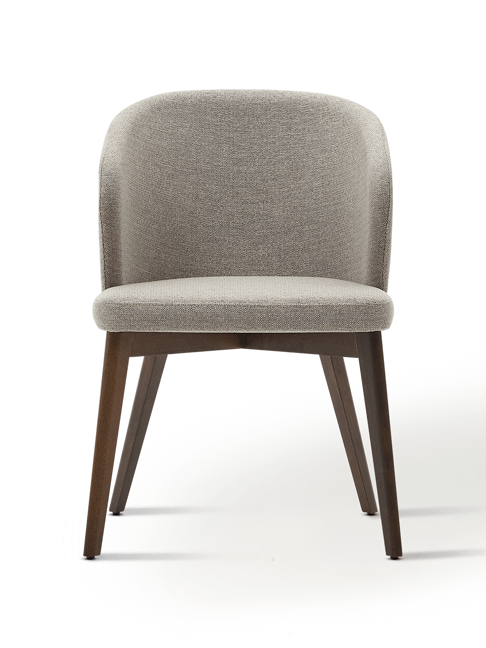 Stoel Darice van FSC 100% massief beukenhout met een walnoot afwerking en een bruine chenille bekleding