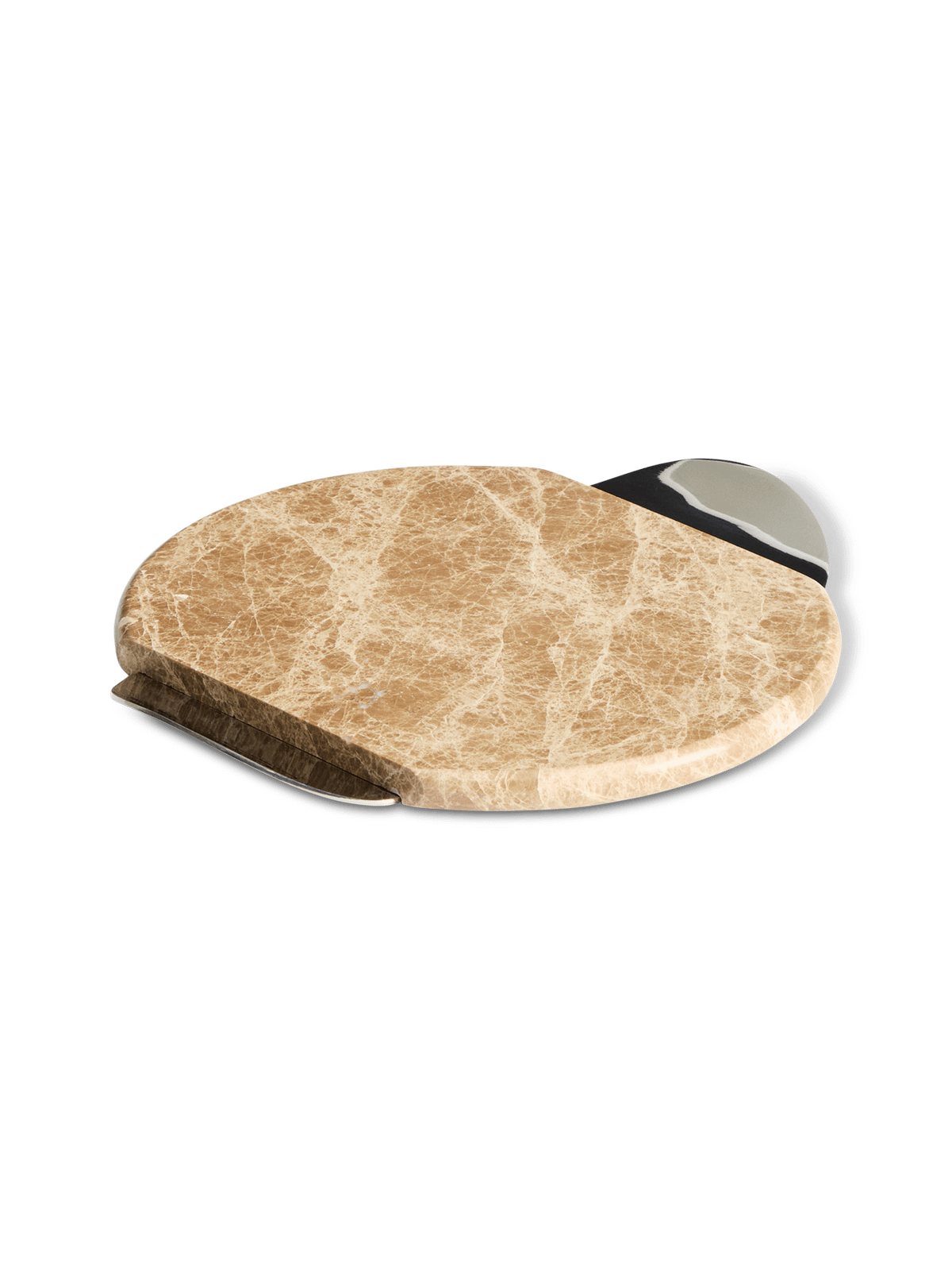 Adoma serveerplank van beige marmer en metaal