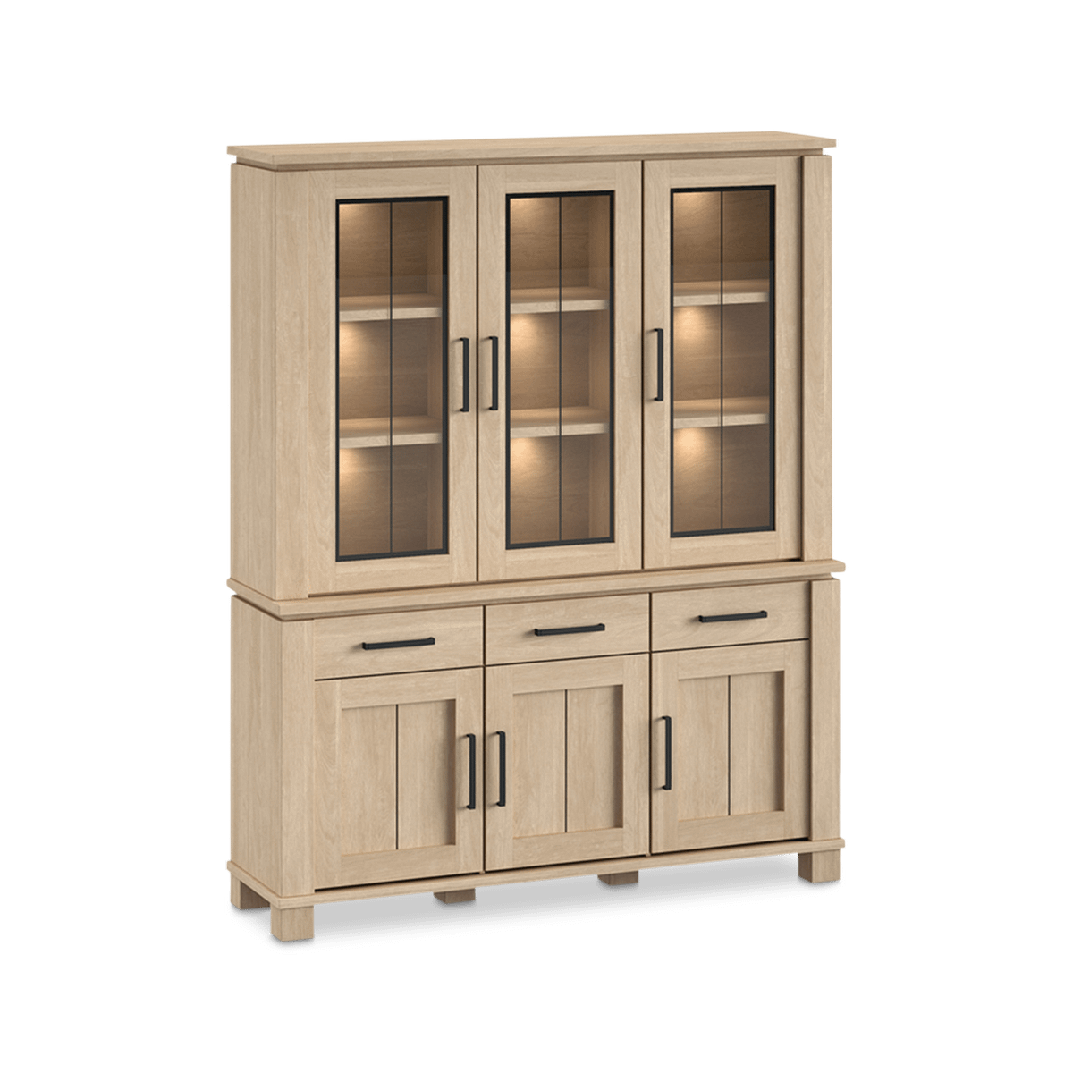 Opzetkast Vitrine BELMONTE Brushed Sand Oak B162