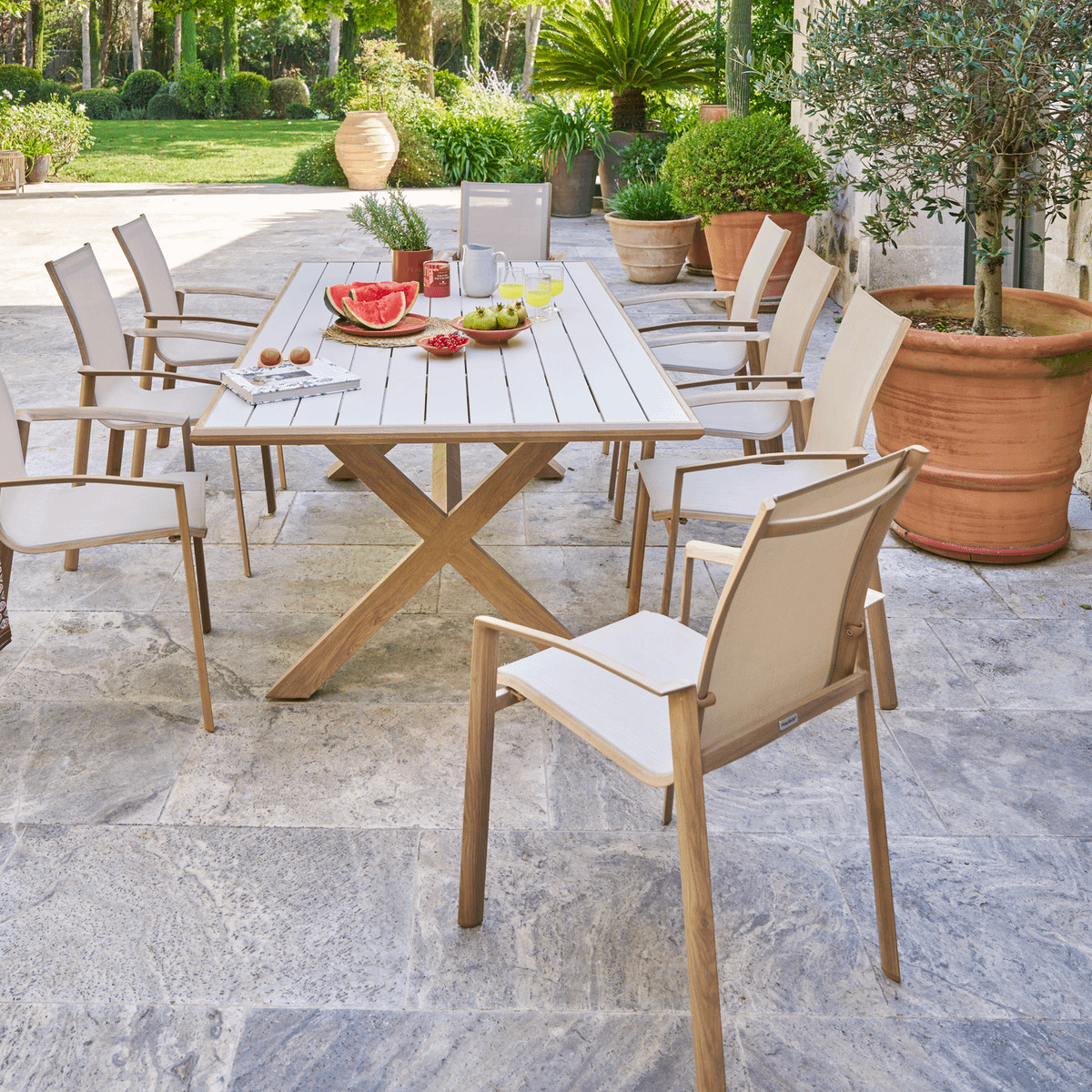 Armstoel Stapelbaar MELFI Honey/Linen