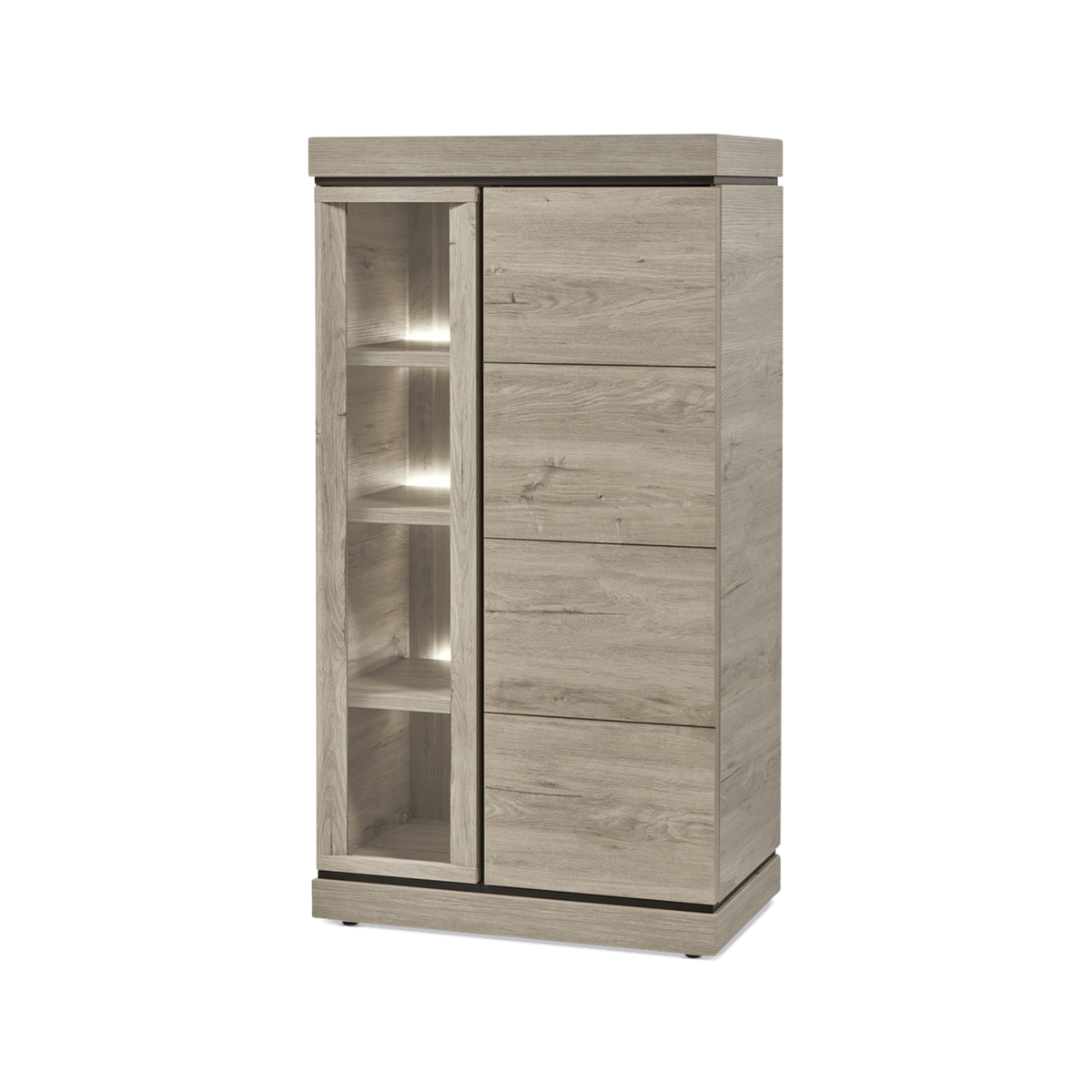 Vitrine KASIMO Rechts Eik Lichtgrijs B84