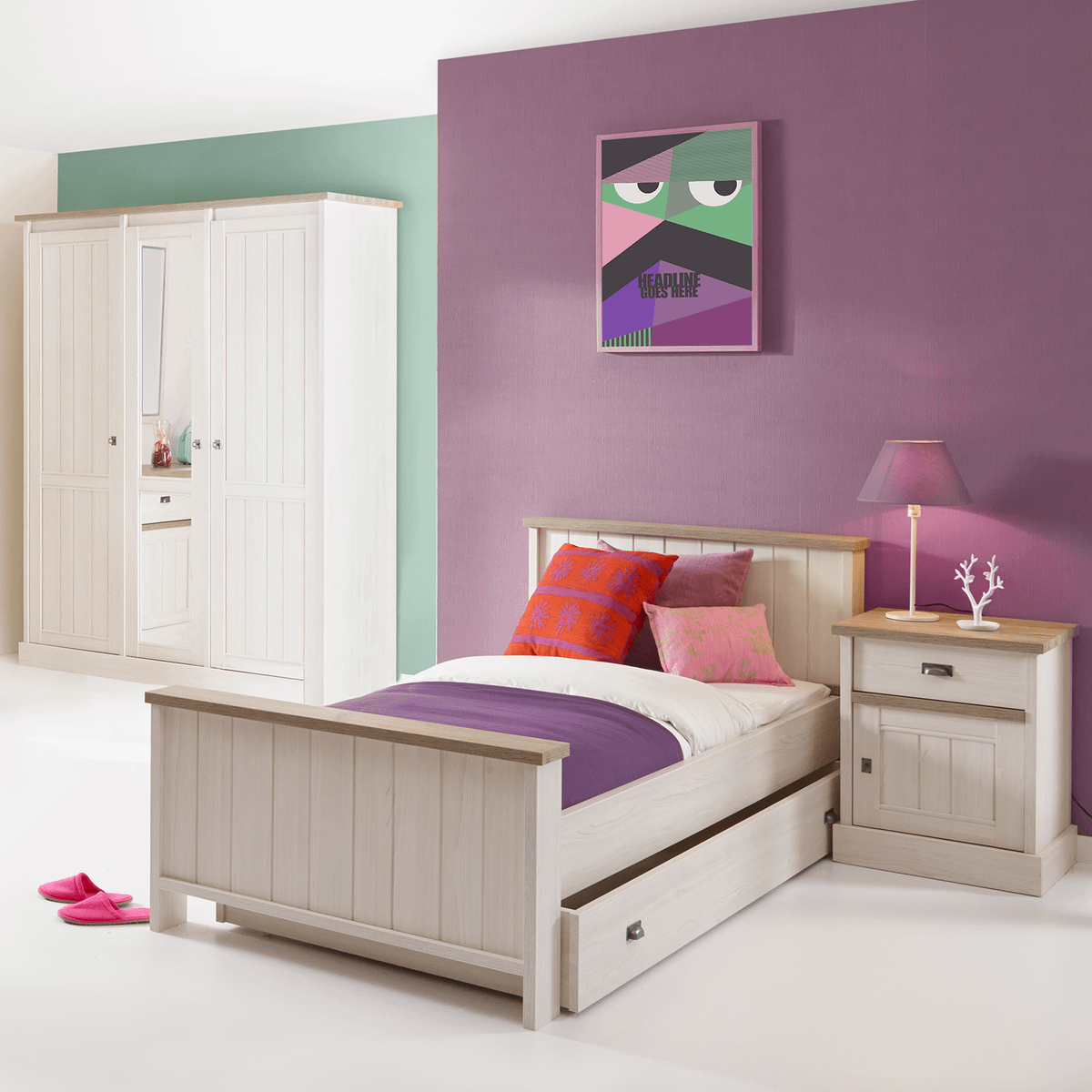 Bedkader COTTON Lariks 90x200 Laag Hoofdbord