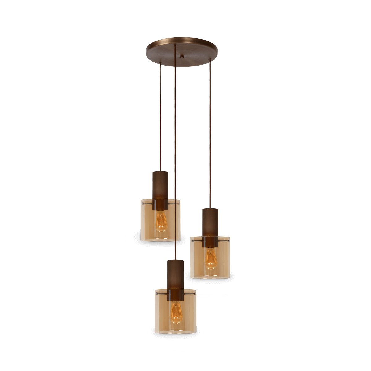 Hanglamp TOLEDO Rond Koper/Glas Amber