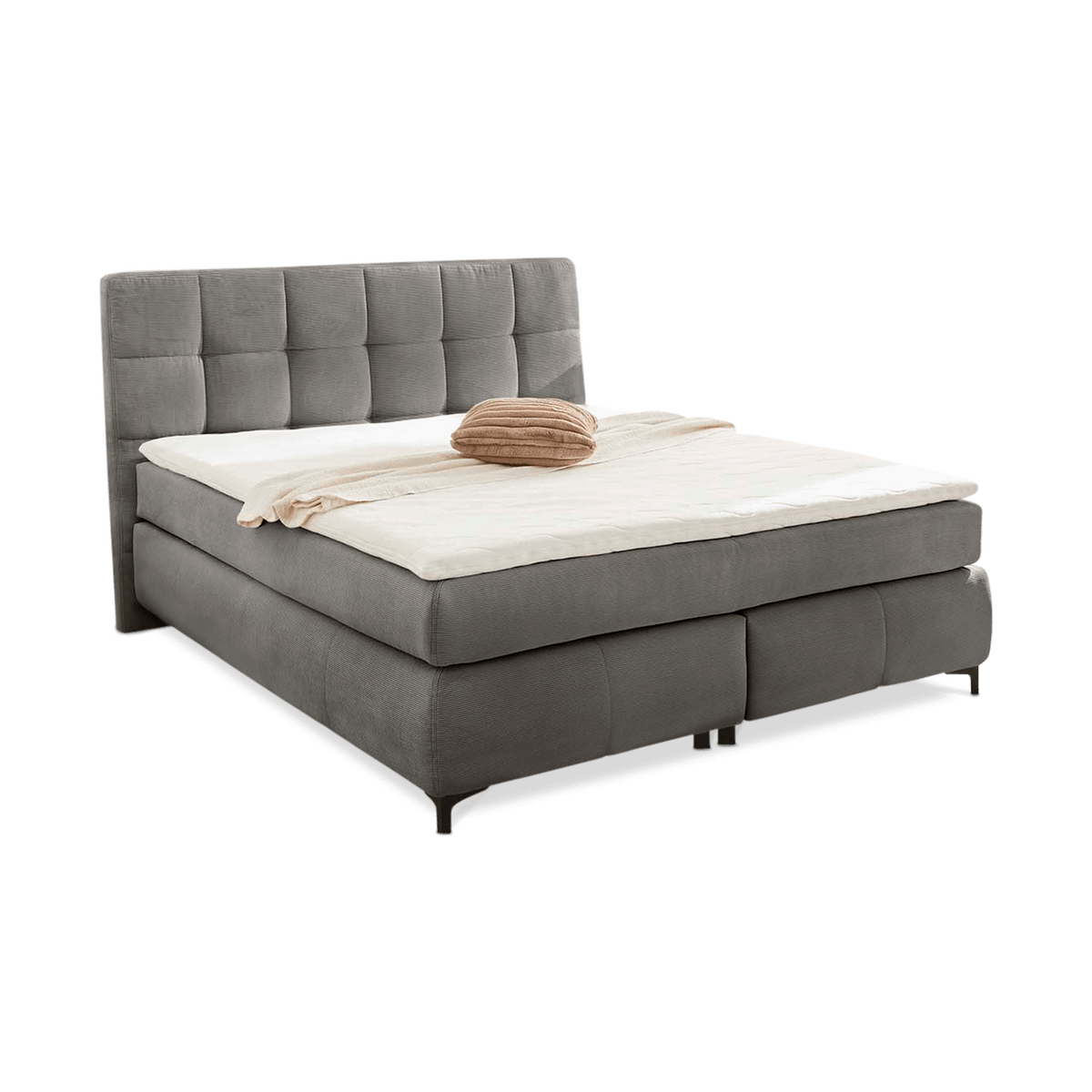 Boxspring ALKMAAR Rib Donkergrijs 180x200