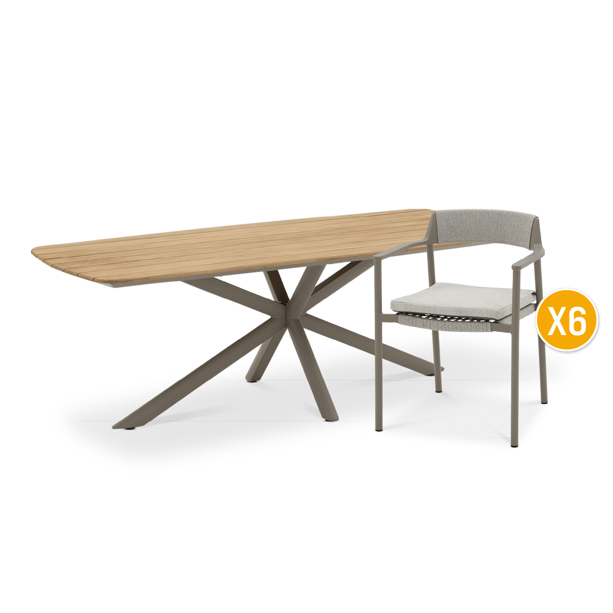 Tuinset CAPRI 220x100 + 6x SERENA Mocha Taupe