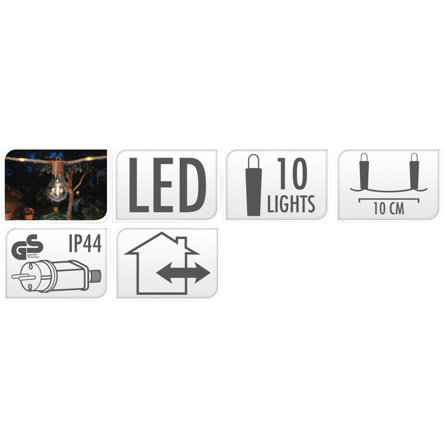 Lichtslinger BULBS 10Led Touw Led/Bruin Lichtslinger BULBS 10Led Touw Led/Bruin