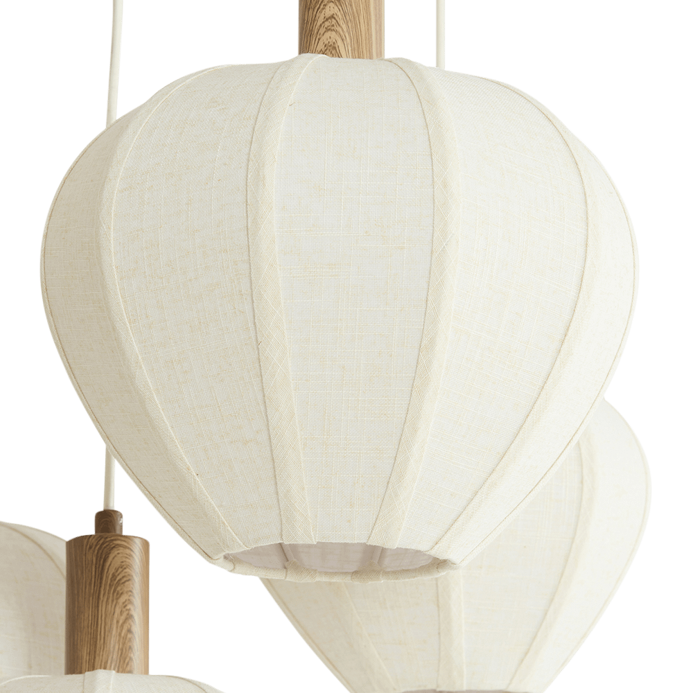 Hanglamp HUXI Rond 5Del. Donkerbruin/Naturel