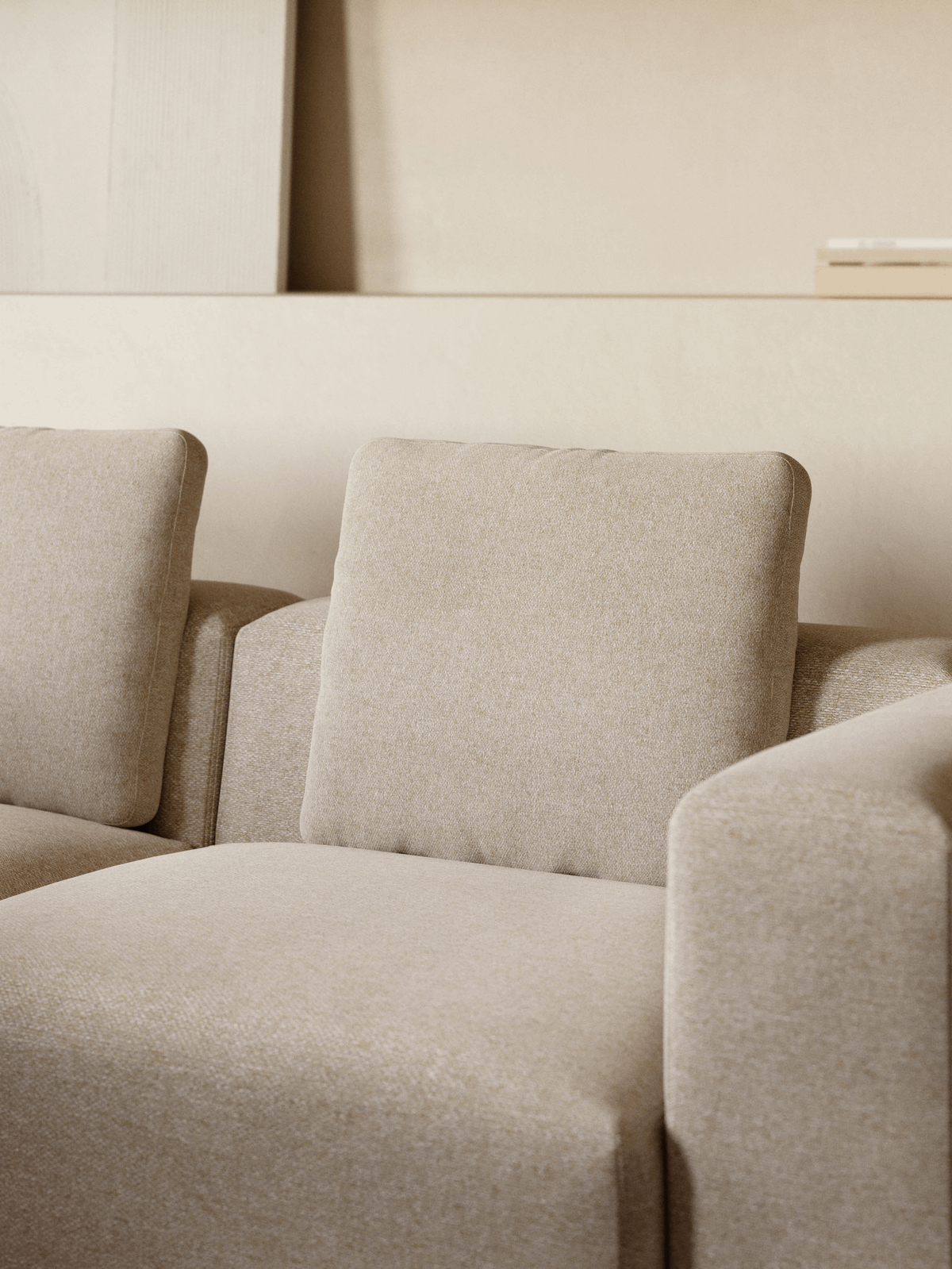 Blok-kussen in chenille beige 50 x 60 cm