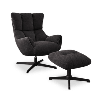 Draaizetel LIONEL met Poef Antraciet Draaizetel LIONEL met Poef Antraciet