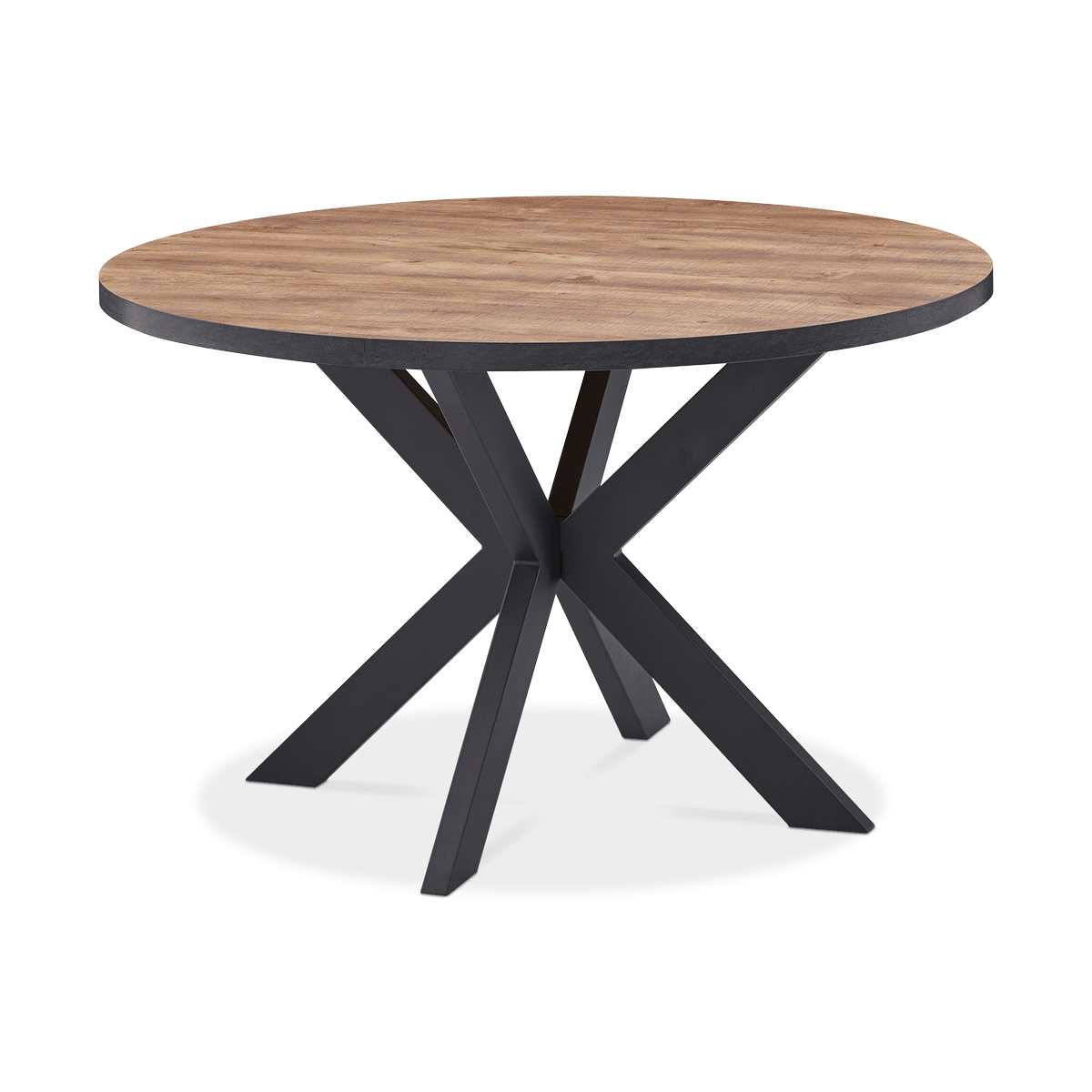 Eettafel LUCIEN Ø120 Industrial Oak/Rand Zwart