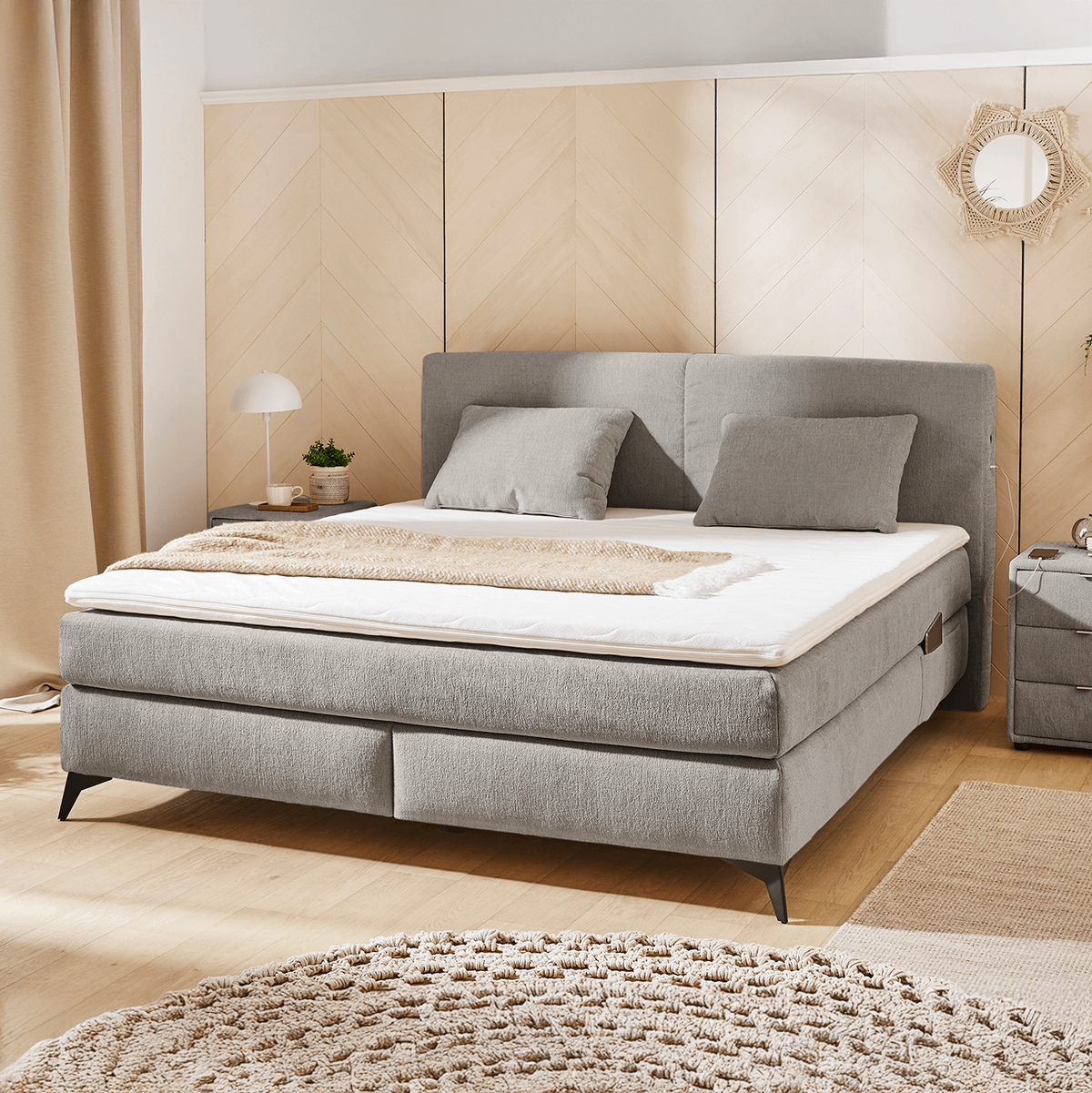 Boxspring WIJDEWEREN Grijs 180x200 