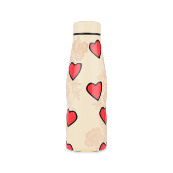 Isoleerfles DAMYAN 500ml Tender Hart Beige/Rood Isoleerfles DAMYAN 500ml Tender Hart Beige/Rood