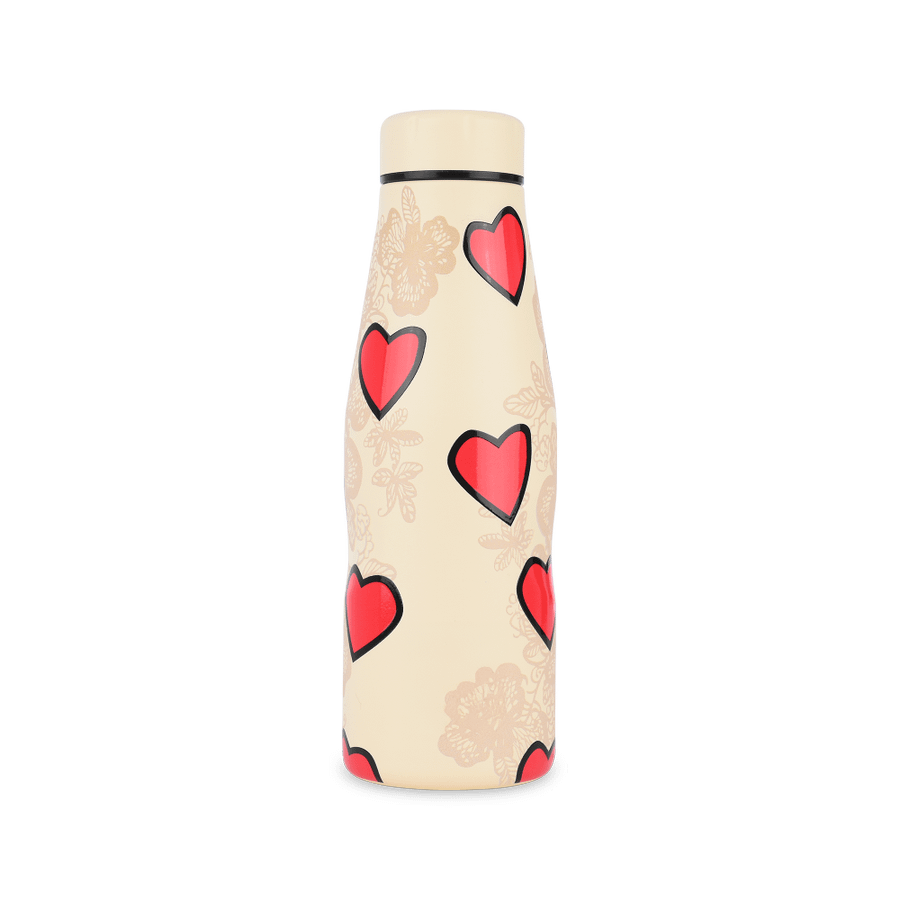 Isoleerfles DAMYAN 500ml Tender Hart Beige/Rood Isoleerfles DAMYAN 500ml Tender Hart Beige/Rood