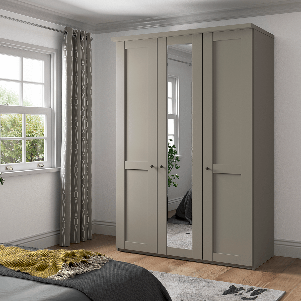 Kleerkast NAVAN B150 1xSpiegel Kiezelgrijs 