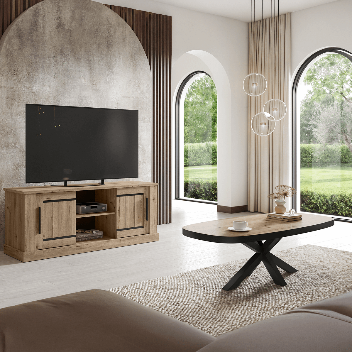 Salontafel BELFORT Copper Oak Ovaal 130x65