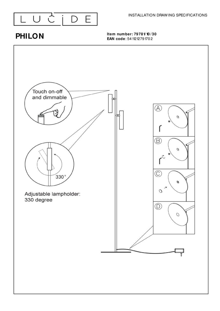 Vloerlamp PHILON Zwart