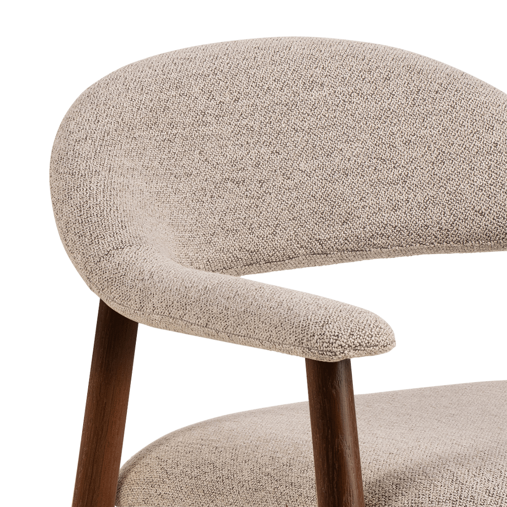 Fauteuil COLETTE Monza Beige - Poot Walnoot Fauteuil COLETTE Monza Beige - Poot Walnoot