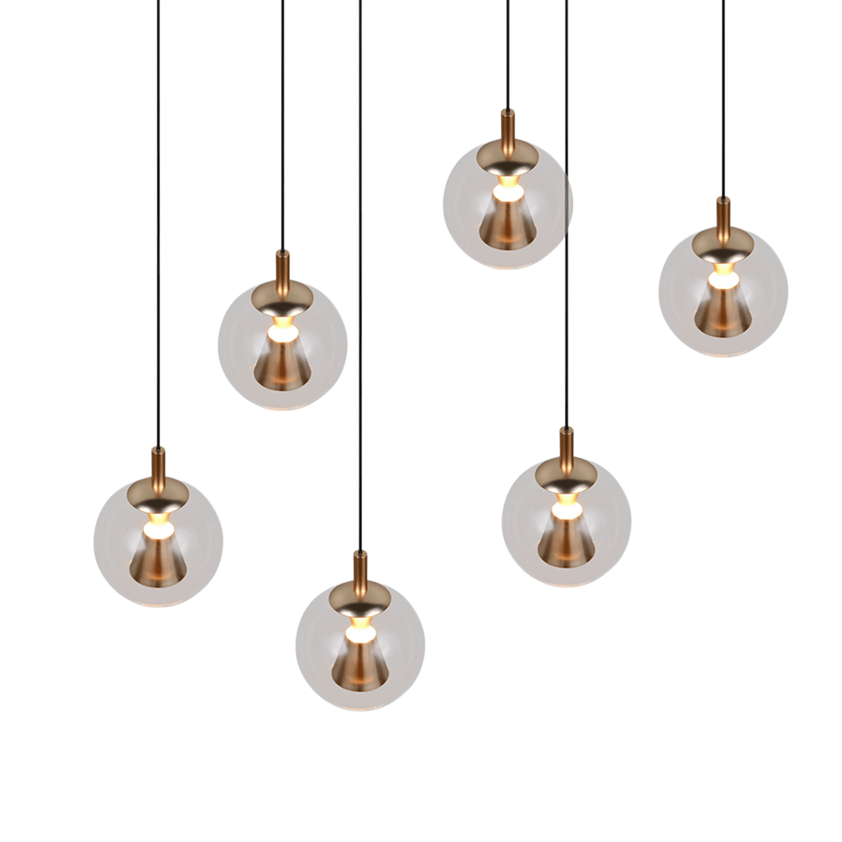 Hanglamp SOLENNE Ovaal 8Del. Zwart/Goud