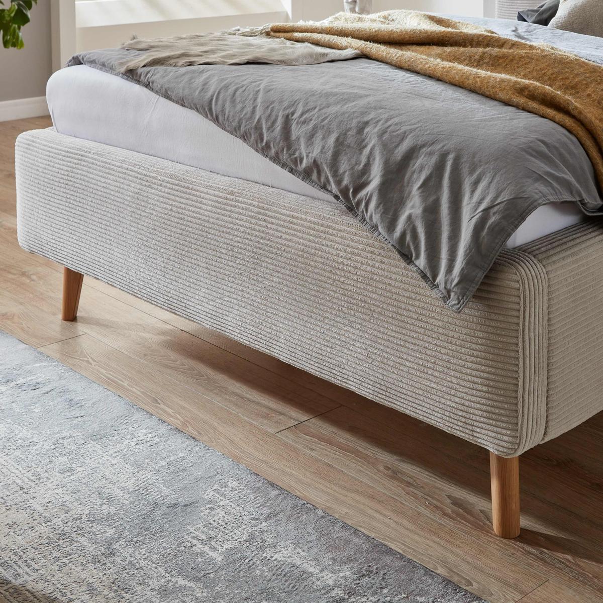 Bedkader met opbergruimte MATTI Poso Beige 140x200