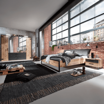 Bed KICK Plankeneiche/Raw Steel 160x200 Bed KICK Plankeneiche/Raw Steel 160x200