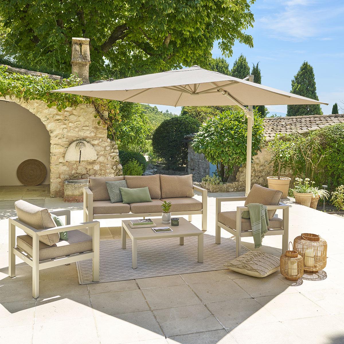 Zweefparasol GUBBIO Kantelbaar Taupe