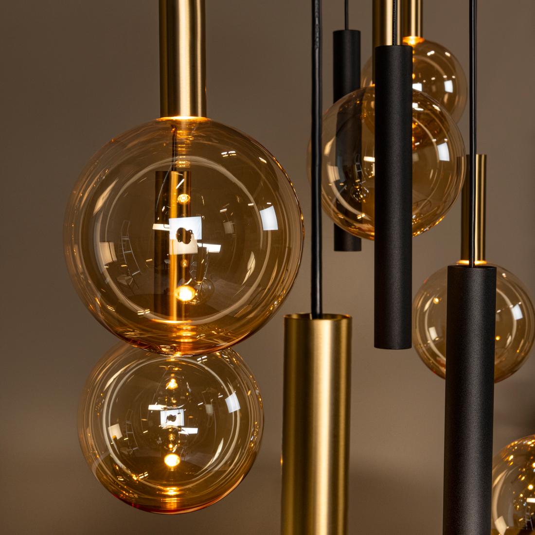 Hanglamp JOSIANE 12Del. Zwart/Amber Hanglamp JOSIANE 12Del. Zwart/Amber